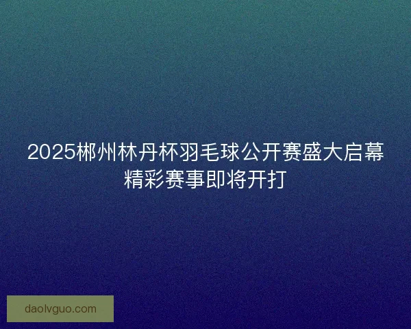 2025郴州林丹杯羽毛球公开赛盛大启幕精彩赛事即将开打
